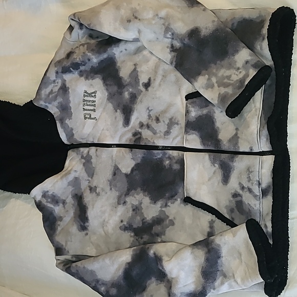 RARE PINK Victoria's secret black and white sequin reversible zip up - Picture 11 of 16